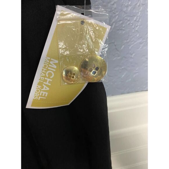 Michael Kors Black Button Detail Wide Leg Cropped Dress Pants Size 12 NWT - Picture 7 of 9